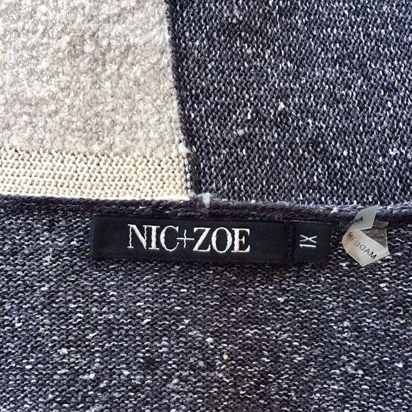 Nic + Zoe Textured Colorblock Open Cardigan Sweater Blue/Gray - Picture 8 of 10